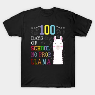 Happy 100th Days of School No Prob Llama T-Shirt